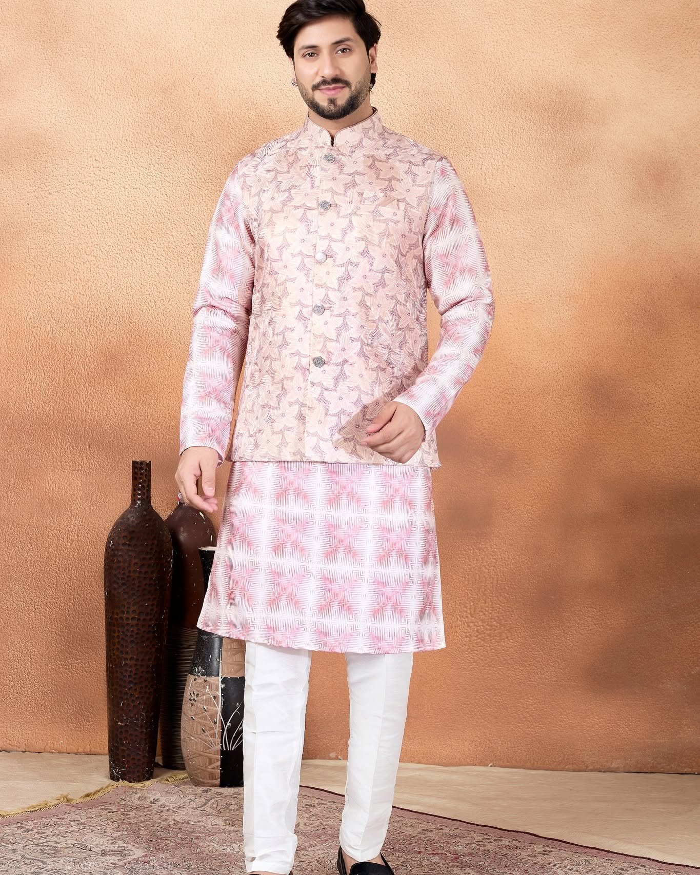 New Designer Mens Kurta Jacket Set D.No.4496